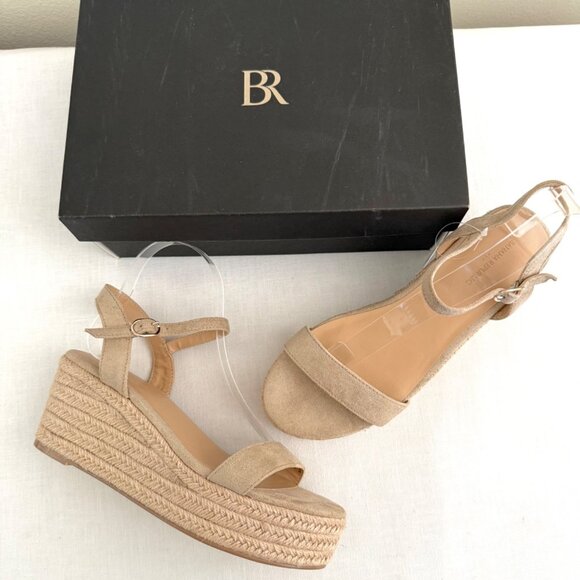Banana Republic Shoes - Banana Republic Platform Espadrille Sandals Size 8 Bone Faux Suede Resortwear